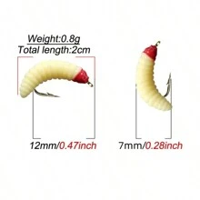 10Pcs/Box Artificial Silicone Maggot Worm Bait With Hook For Trout Perch Bass Fly Fishing Lures - Multicolor - View 4