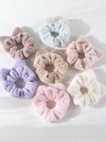 Juego de 4/7 Piezas de Scrunchies con orejas de gato en colores aleatorios para niñas, suaves y esponjosos para coletero, sostenedor de coleta, cuerda elástica para el cabello, accesorios para el cabello de uso diario