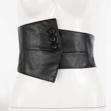 1PC Lady Black PU Knoop Taille Jas Eenvoudige Asymmetrische Riem, Geschikt Voor Dagelijkse Draag Taille Trainervrouwen Korset Riem Accessoires Voor Dames Voor Jurk Western Cowboy Cowgirl Country Wear Vintage Zwarte Riem