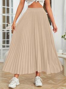 Women's Minimalist Fashionable Elegant Pleated Skirt - Apricot - View 4