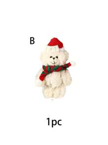 1pc Mini Plush Bear Christmas Stuffed Doll, Decorative Ornament For Christmas Tree,Christmas