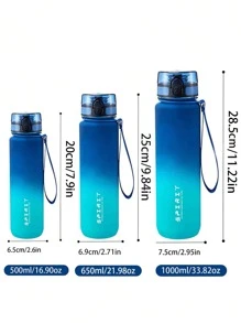 1 bình nước nhựa dung tích lớn 500ml/650ml/1000ml, màu gradient, thích hợp cho thể thao ngoài trời, có thể uống trực tiếp, tiện lợi khi cầm nắm. - Màu xanh lam - Xem 5