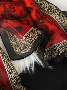 1 件女士复古花卉印花轻质透气围巾披肩，适合日常穿着 - 紅色 - 查看 6