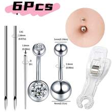 Body Piercing Needle Piercing Taper Insertion Pins For Ear/Nose/Navel/Nipple/Lip/Eyebrow/Tongue/Tragus Helix Stretcher Body Piercing Stretching Kit - Silver - View 13