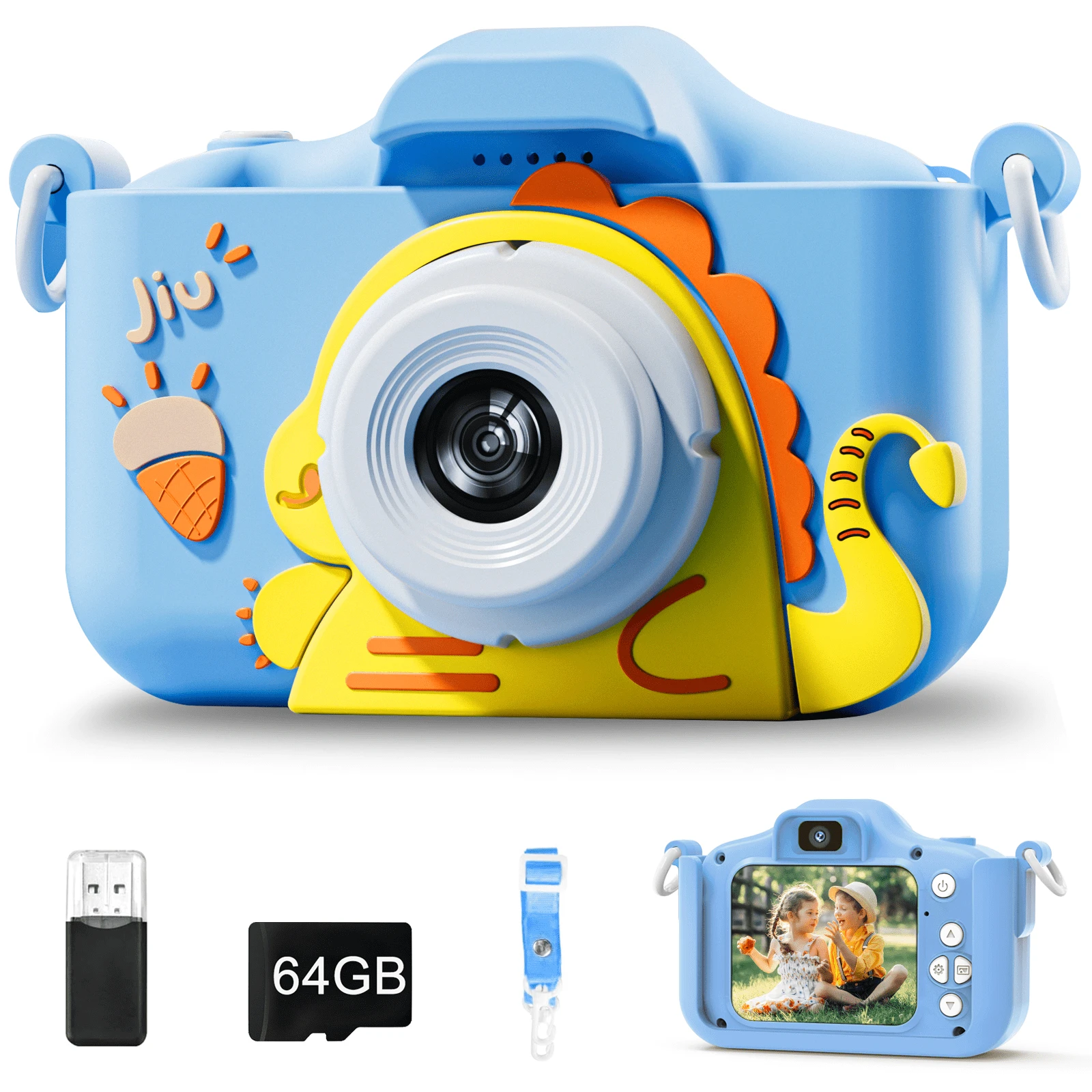 Máy ảnh trẻ em có thẻ nhớ 64G, HD 1080P, 48MP có video, Quà tặng sinh nhật cho trẻ em, Máy ảnh tự sướng cho trẻ em, Quà tặng sinh nhật ngày lễ cho trẻ em, Quà tặng sinh nhật phù hợp cho bé trai/bé gái - Màu xanh lam - Xem 1