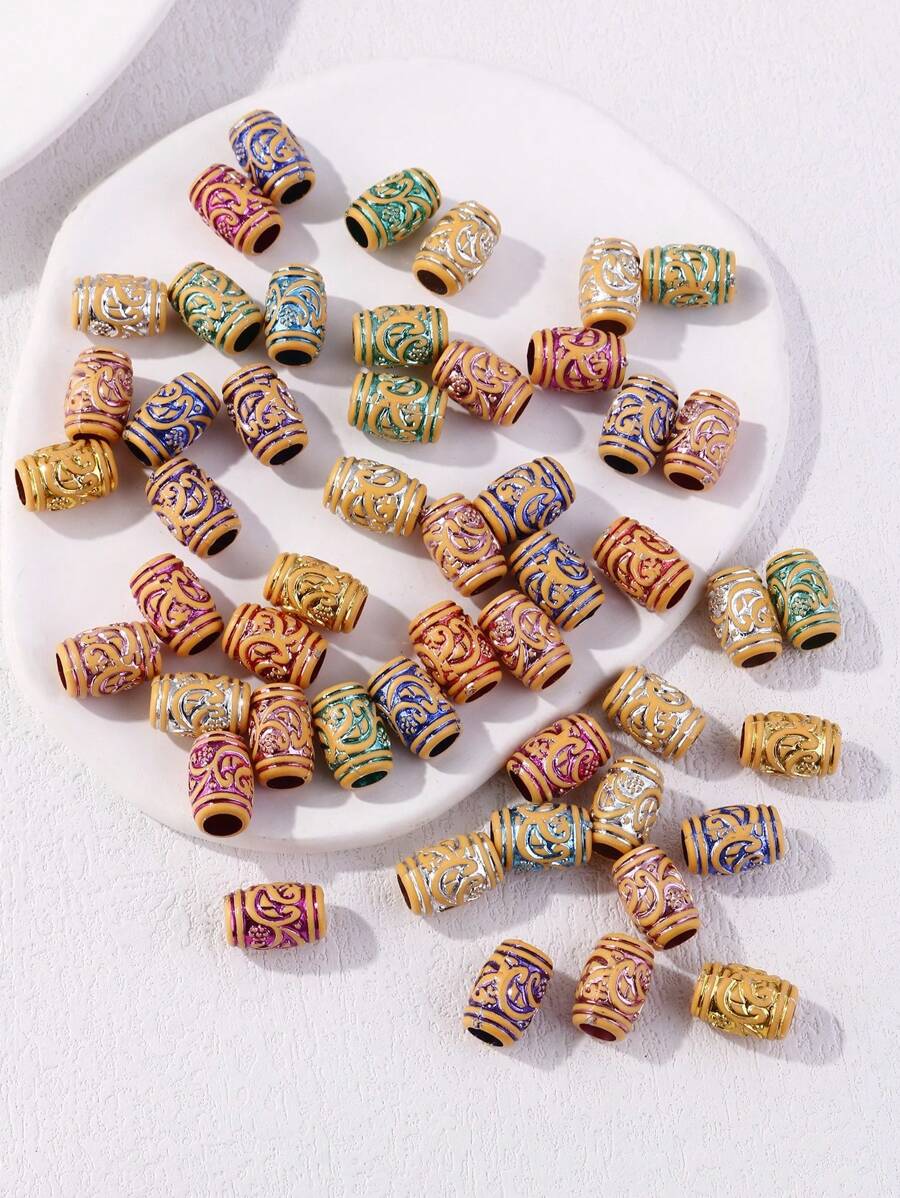 50pcs Textured Hair Bead Boho Hair Clips, School Stuff, Hair Accessories, Head Accessories - Multicolor - View 1
