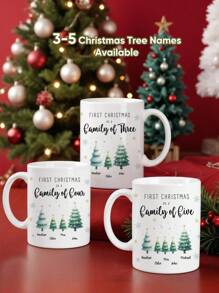 1pc Custom Names Mug, Custom Family Member Names Mug, Personalized Names Mug, Personalized Mug, Christmas Style, Christmas Gift, 3 Styles, Penguin, Christmas Stocking, Christmas Tree, Warm Gift, Family Gift, Ideal For Christmas, Birthdays, Anniversaries, Couples Gift, Best Gift For Mom, Dad, Wife, Husband, Grandma, Grandpa, Gift For Her/Him