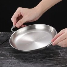 1 Stück Gold/Silber, Edelstahl Grillplatte, Speiseteller, Grillplatte, Speiseteller, Bankettteller, Dessertteller, Kuchenteller, Obstplatte, Snackteller, Küchenzubehör, Weihnachts-/Halloween-Potluck-Zubehör, Potluck-Zubehör, Pizzateller, Westlicher Teller, Frühstückstablett, Kaffee- und Teetablett, Partyzubehör, Valentinstag, Neujahrsgeschenke