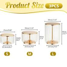 1pc/3pcs Cake Stand With Crystal Pendants, Metal Cake Stand For Dessert Table, Round Base Cake Display Stand For Wedding, Birthday Party, Home Decor - 2 màu - Xem 3