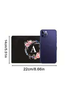 1 套黑色亚麻手提包，带 A-Z 花卉印花设计，带化妆包，简约优雅，个性化伴娘婚礼礼品包，化妆包，旅行简易收纳包，纯色化妆品钱包，大容量旅行化妆包，圣诞节最佳教师礼物 - 黑色 - 查看 9
