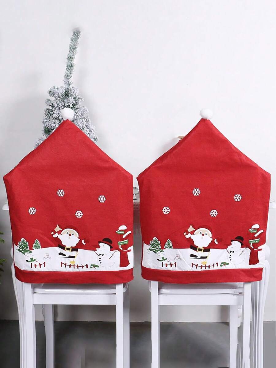 1 件 - 圣诞娃娃椅套，创意雪景圣诞圣诞老人和雪人半盖椅背套，圣诞装饰，节日场景氛围道具，家庭厨房餐桌装饰，适用于家庭、厨房、餐厅、派对、农舍装饰 - 彩色 - 查看 1