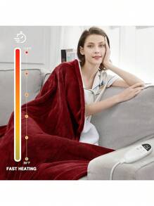 Electric Heated Throw Blanket, 72" X 84" Soft Fleece Electric Blanket, 6 Heat Levels & 1-10 Hours Timer Auto Off, Over-Heat Protection,Fast Heating Blanket For Home Office Use, ETL Certified, Machine Washable - 紅色 - 查看 7