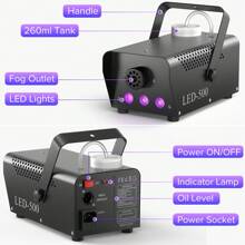 500W Fog Machine, 3 RGB LED Stage Smoke Special Effects With Remote Control, Preheat Indicator For Home, Carnival, Party, Music Show, Wedding, Club, Bar, KTV, Disco, DJ - 1個 - 查看 6