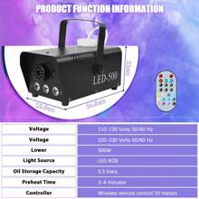 500W Fog Machine, 3 RGB LED Stage Smoke Special Effects With Remote Control, Preheat Indicator For Home, Carnival, Party, Music Show, Wedding, Club, Bar, KTV, Disco, DJ - 1個 - 查看 8