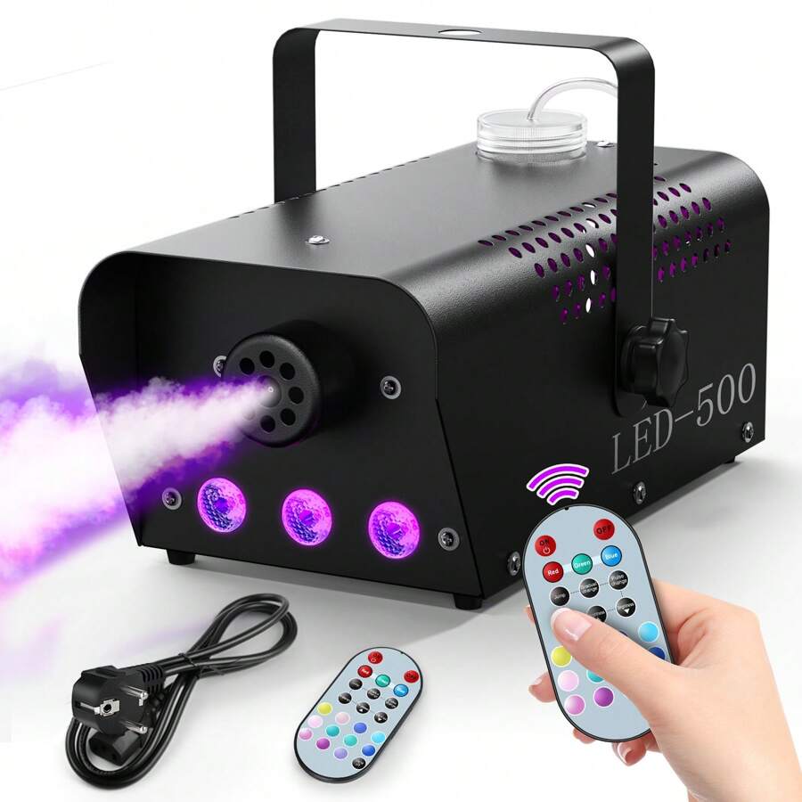 500W Fog Machine, 3 RGB LED Stage Smoke Special Effects With Remote Control, Preheat Indicator For Home, Carnival, Party, Music Show, Wedding, Club, Bar, KTV, Disco, DJ - 1個 - 查看 1