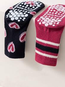 5 Pairs Of Love Striped Floor Socks With Anti Slip, Wear-Resistant, Comfortable, Breathable, And Cute Socks For Girls And Middle-Aged Children, Suitable For Outdoor And Indoor Wear In All Seasons
