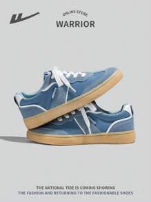 Men's Casual Lace Up Sports Sneakers Blue Low Top Lightweight Comfortable Soft Sole Fashion Trainers - Blue - View 9
