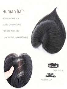 9*10cm 真人发片全手工制作女士发片真人发片无刘海头顶接发升级版瑞士基础发片女士发片稀疏发质