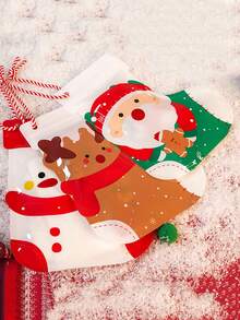 10 件圣诞礼品袋，圣诞袜形糖果袋，圣诞老人雪人麋鹿图案圣诞派对礼品袋，圣诞节 - 彩色 - 查看 6