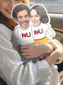 1个定制照片抱枕，可定制人脸图案，个性化异形抱枕，趣味情侣礼物，可印照片、姓名、文字，花朵爱心抱枕，可水洗，可爱，充满爱意，柔软，定制，独特，个性化，送给男朋友的理想礼物