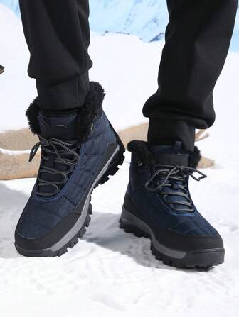 Bottes de neige d'hiver pour hommes et femmes, chaussures de neige imperméables doublées de thermique épaisses et chaudes, bottes de randonnée mi-hautes respirantes anti-sable et anti-dérapantes pour l'extérieur