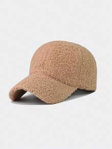 1 buc șapcă de baseball simplă de pluș de culoare solidă, șapcă de baseball din puf artificială de miel, ocazională, caldă, pentru călătorii în aer liber, pălării snapback, pălărie de cuplu, pentru primăvară/toamnă/iarnă, șepci de lână rezistente la vânt pentru ciclism ﻿