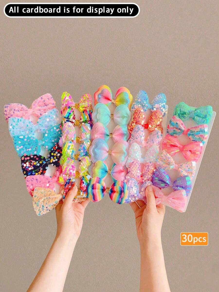 Phụ kiện tóc thắt nơ đính sequin cho trẻ em, Kẹp tóc công chúa sành điệu, Kẹp tóc chống trượt cho bé gái - Nhiều màu - Xem 1