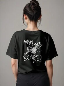 T-Shirt Shirt Streetwear Cute Scared Spider Meme REF 4238 FLUXO FX - màu đen - Xem 5