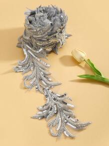 1pc Bridal Sequin Embroidered White Lace Trim, Organza Beaded Muslim Headscarf Robe Decorative Accessory For Wedding - White - View 13