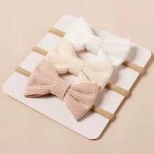 3pcs Baby & Toddler Cute Bowknot Corduroy Headbands, Elastic Nylon Hair Accessories Love Valentine