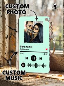 1pc Custom Keychain With Photo, Personalized Song Keychain For Custom Photo Music In Your Pocket Keychain, Personalized Song Plaque Keychain, Personalized Music Code Acrylic Keyring, Birthday Gift, Anniversary Gift, Valentine's Day Gift, Best Friend Keychain Picture Gift Father's Day Gift, Mother's Day Gift, Day Gift, Christmas Day Gift, Holiday Gifts, Memorial Gift, Unique Gift For Him/Her