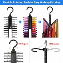 4PCS Adjustable 360° Rotating Scarf And Tie Rack, Versatile Belt Organizer For Home, Space-Saving Hanger Holder, Ideal For Closet Organization, Perfect For Fashion Enthusiasts, Stylish Storage Solution For Scarves, Ties, And Belts, Enhances Your Wardrobe With Easy Access, Great Gift For Holidays And Special Occasions, Keep Your Accessories Neat And -Free, Durable Design For Long-Lasting Use, Elevate Your Home Decor With This Functional And Chic Organizer. - Black - View 5