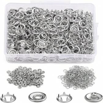50 Stück/Set Silber Metall Druckknöpfe, 0,37 Zoll Öffnung Krallen Druckknopf Sets für Jeans, Stoffe, Babykleidung, DIY Nähhandwerk, Bekleidungszubehör (zufälliger Boxstil)