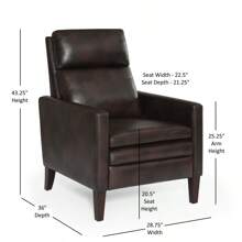 Vaughn Burnished Brown Faux Leather Push Back Recliner - Nâu + Da giả + Xốp như hình - Xem 7
