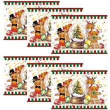 4/6 piezas Manteles individuales con temática navideña de Whoville, árbol de Navidad, manteles individuales de plástico en caja de regalo, manteles individuales para mesa con tema navideño para decoración de fiesta de Navidad en interiores y exteriores - Multicolor - Ver 3