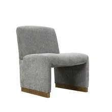 Comfy Accent Chair, Upholstered Slipper Chair, Armless Chair With Wood Legs And Soft Fabric For Living Room, Bedroom, Grey - 灰色+木頭+布料+泡棉如圖 - 查看 2