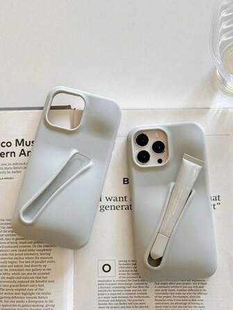 Funda de silicona suave para iPhone 16/16 Pro/ProMax/15 Pro/iPhone 14 Plus/13 Pro Max/12 PM/ Fashion 11/ con compartimento para almacenar bálsamo labial, compatible con iPhone 15P (bálsamo labial no incluido)