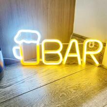 1pc Neon Bar Sign, Pink LED Neon Bar Cup Logo 13.9x5.7in(Approx 35.5x14.5cm), Battery Or USB Powered Neon Light For Home Bar, Bar, Party Wall Decor - Multicolor - View 10