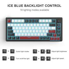 Teclado mecánico para juegos MageGee -STAR75, control de perilla, teclado compacto del 75% con retroiluminación azul, interruptores rojos, carcasa portátil EVA silenciosa, compatible con sistema Windows PC - Blanco y Negro - Ver 5
