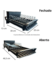 Compact Dish Drainer With Extendable Tray - màu đen - Xem 2