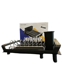 Compact Dish Drainer With Extendable Tray - màu đen - Xem 3
