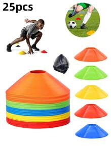 Set de 25 conos de agilidad de colores aleatorios con bolsa de transporte para entrenamiento deportivo, fútbol, baloncesto, entrenamiento y equipo de práctica - Multicolor - Ver 2