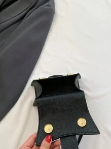 1pc Mini Fashionable Flap Top Handbag Suitable For Daily Commute, Shopping And Vacation - Black - View 6