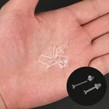 400pcs/Box Clear Earrings Plastic Earrings For Sensitive Ears Earrings For Sports/Work Invisible Earrings Clear Stud Earrings Earring Backs And Blank Pins Stud - Clear - View 5