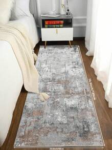 1 Stück grauer bedruckter Teppich, Nachahmung aus kurzflorigem Kaschmirmaterial, weich und angenehm, leicht zu pflegen, wasserdicht und rutschfest, maschinenwaschbar, geeignet für Wohnzimmer, Schlafzimmer, Küche, Esszimmer, Raumdekoration, Heimdekorationsmatte. Geeignet für Herbst und Winter.