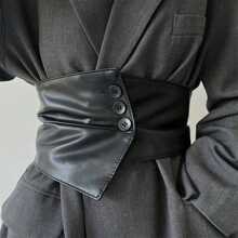 1PC Lady Black PU Knoop Taille Jas Eenvoudige Asymmetrische Riem, Geschikt Voor Dagelijkse Draag Taille Trainervrouwen Korset Riem Accessoires Voor Dames Voor Jurk Western Cowboy Cowgirl Country Wear Vintage Zwarte Riem