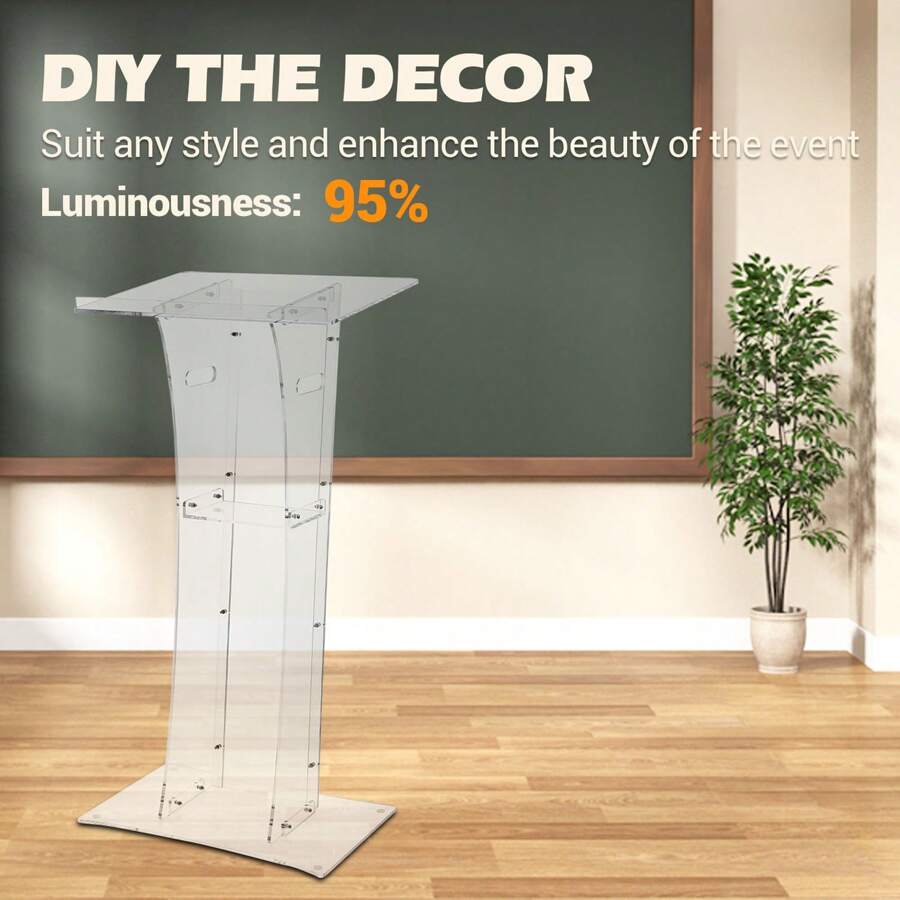 Slanted Podium Lectern Conference Pulpit Acrylic Podium Clear ...