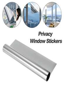 1 Roll Self-Adhesive Glass Window Sticker Summer One Way Mirror Heat Insulation Vinyl Anti-UV Privacy Sun Screen Film For Home Office, Stickers, Wall Decal, Vinly Decal For Home Decorations, Spring Decoration Items Refresh Your Home, Rama Decoration Stickers