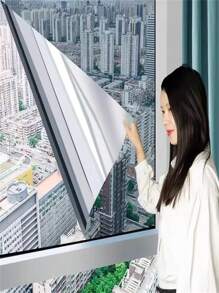 1 Roll Self-Adhesive Glass Window Sticker Summer One Way Mirror Heat Insulation Vinyl Anti-UV Privacy Sun Screen Film For Home Office, Stickers, Wall Decal, Vinly Decal For Home Decorations, Spring Decoration Items Refresh Your Home, Rama Decoration Stickers