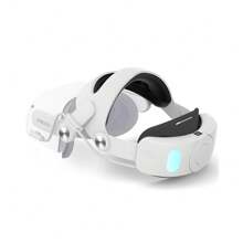 HINOVO Compatible With Oculus Quest 2 Head Strap 6000mAh Battery VR Accessory For Meta Quest 2,One-Button Retractable & Adjustable Support, LED Display Screen & RGB Breathing Lights,PU Sponge Pad - 白色 - 查看 1